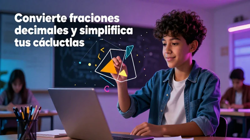Estudiante aprende a convertir fracciones en decimales