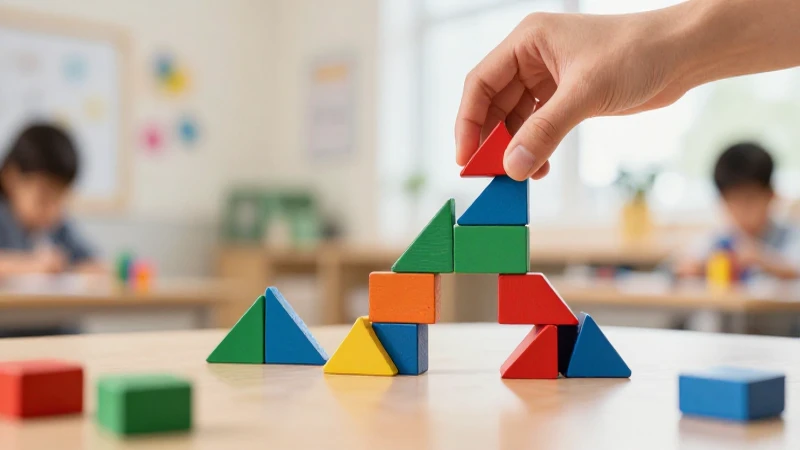Bloques fraccionarios coloridos en escena educativa