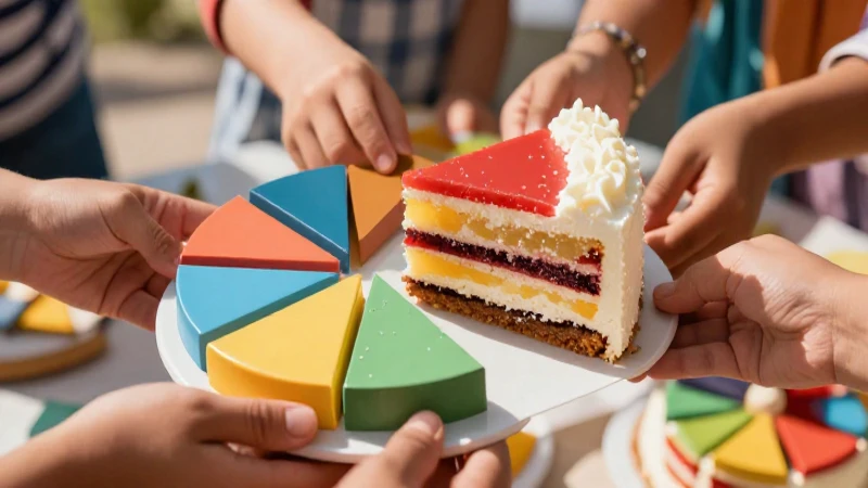 Fracciones menores que 1/2: reparto y pastel imprimible 4 Fracciones, pastel y educación vibrante