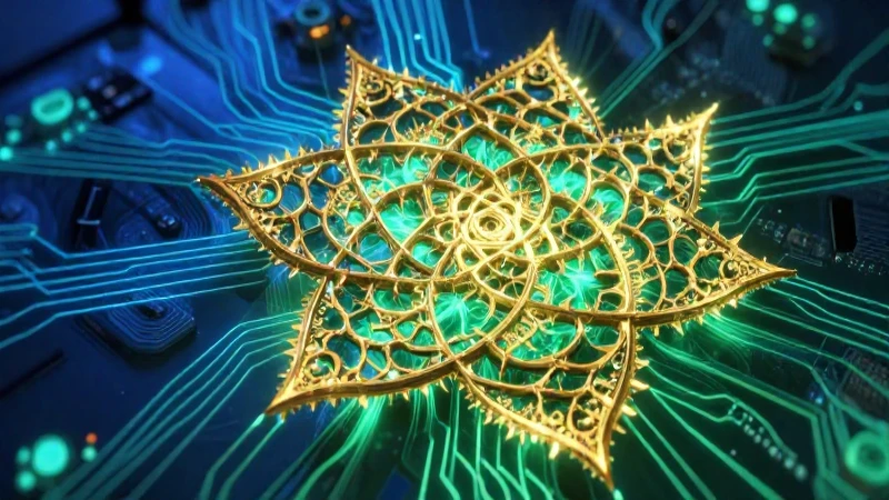 Fractalidad: Definición, características y clases explicadas 8 Fractales dorados en azul y verde con iluminación cinematográfica