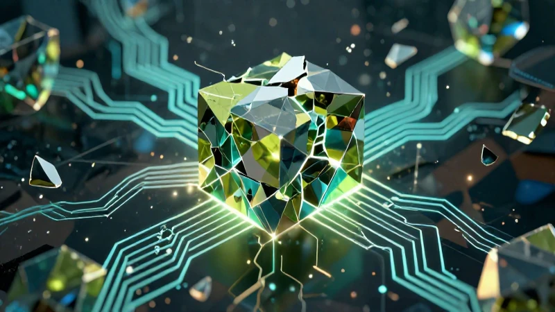 Fragmentación: definición, tipos y su impacto en informática 5 Núcleo digital fracturado con estética tecnológica moderna