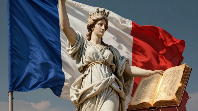 Libertad revolucionaria, libro y estandarte tricolor