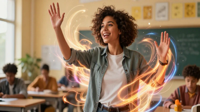 Frases adverbiales: 50 ejemplos para mejorar tu español 9 Joven apasionado habla con energía vibrante en clase