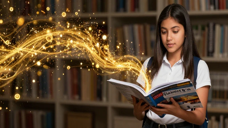 Frases adverbiales: 50 ejemplos para mejorar tu español 8 Estudiante mexicano dinámico con partículas doradas