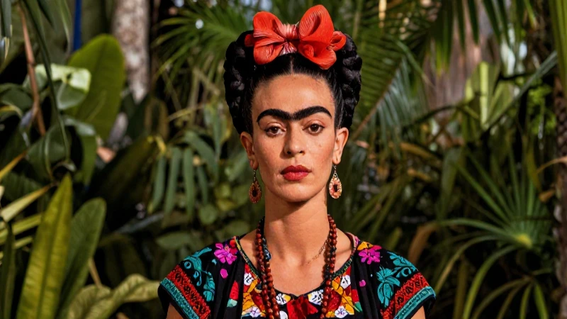 Frida Kahlo: vida, obras, características y su legado eterno 7 Retrato icónico de Frida en vibrante traje mexicano