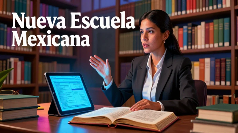 Maestra mexicana enseña en biblioteca con tablet