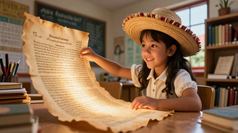 Estudiante curioso interactúa con historia brillante