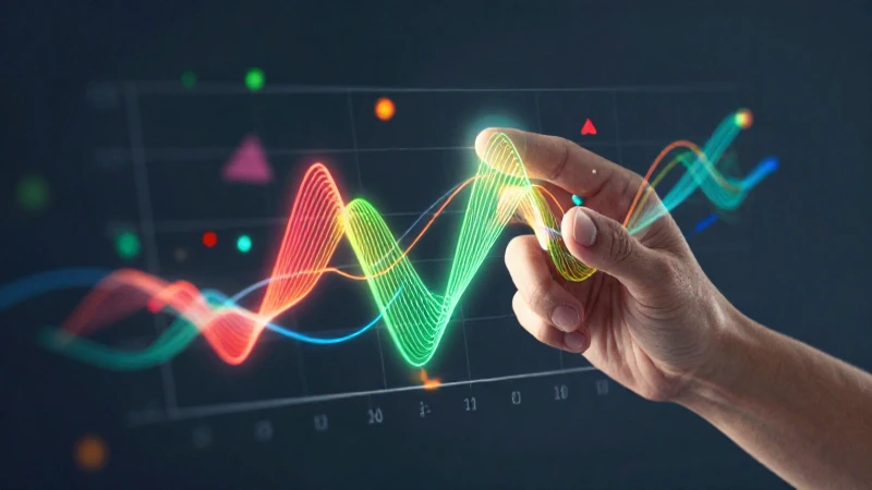 Mano interactúa con gráfico vibrante moderno