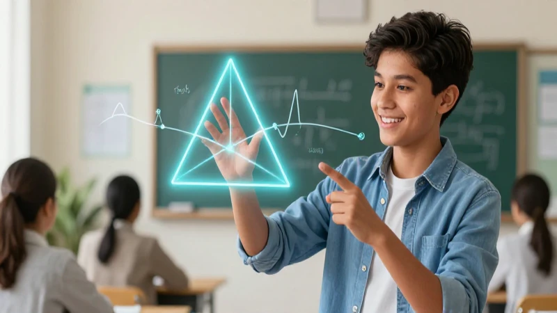 Estudiante aprende visualización geométrica educativa 3D