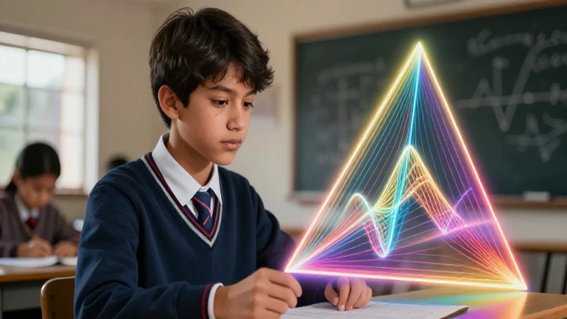 Estudiante moderno con geometría matemática vibrante