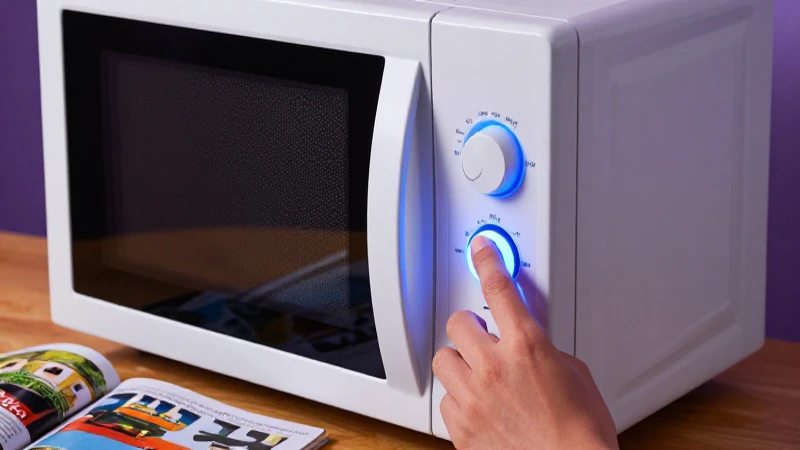 Microwave azul en revista educativa con luz cinematográfica
