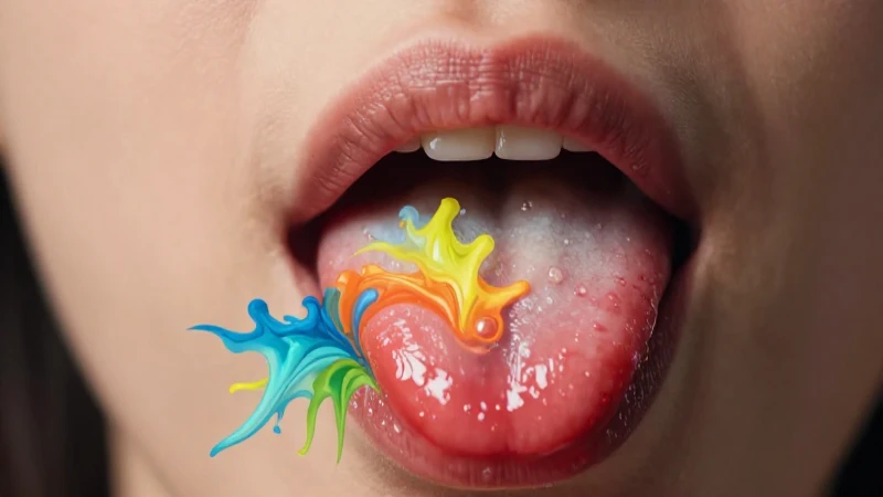 Lengua estilizada con los cinco sabores vibrantes