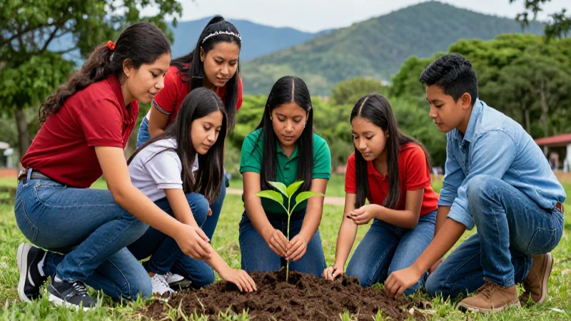 Estudiantes mexicanos plantan un árbol vibrante