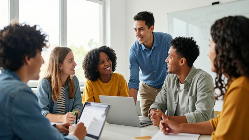 Cómo transforma la Fundación Oportunidad vidas con educación 5 Colaboración estudiantil vibrante en entorno moderno