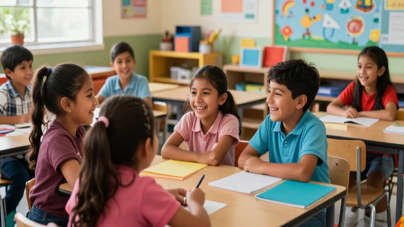 Cómo transforma la Fundación Oportunidad vidas con educación 4 Niños mexicanos felices aprendiendo en aula moderna