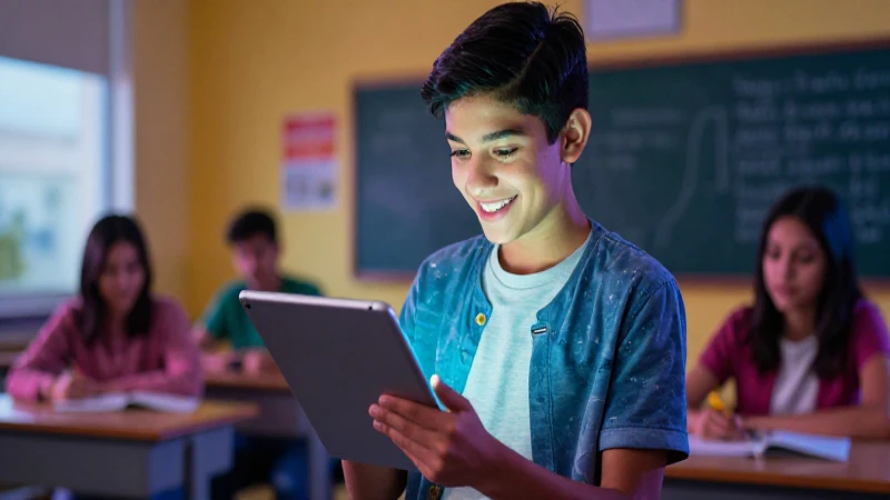 Estudiante mexicano enfocado usando tablet