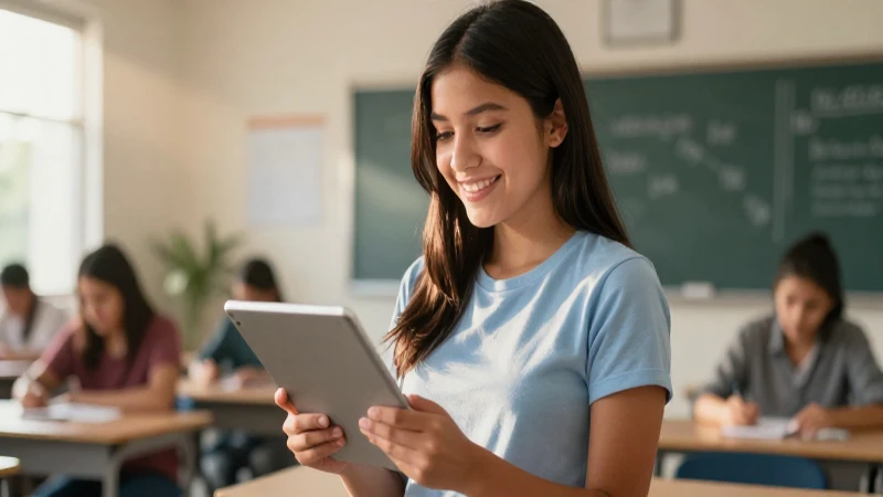 Funsepa: Aprendo en casa y en clase para el futuro 6 Estudiante guatemalteco sonriente usando una tablet