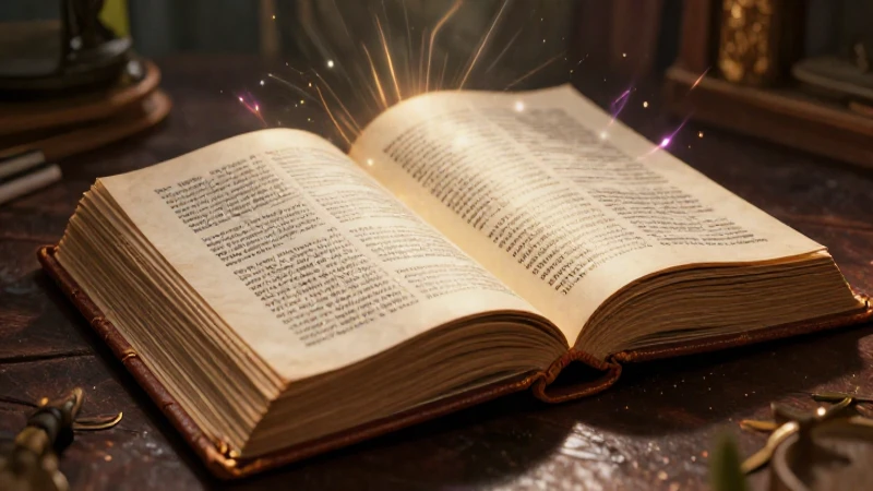 Libro antiguo con luz etérea de conocimiento