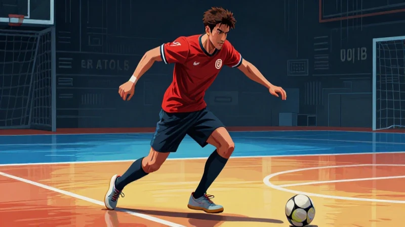 Fútbol de salón: Qué es el fútbol sala y sus reglas 3 Jugador de futsal en acción dinámica y estilizada