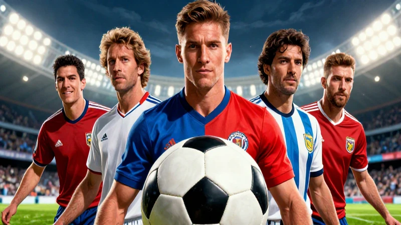 Retrato dinámico de leyendas del fútbol en portada