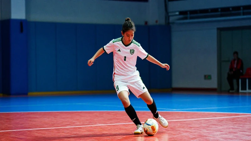 Joven futsalista mexicano dinámico en acción