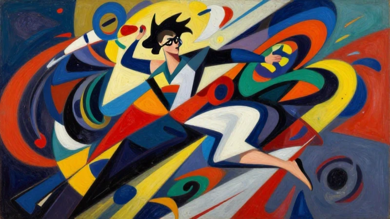 Pintura futurista dinámica, vibrante y altamente detallada
