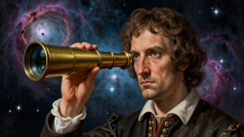 Galileo Galilei: Biografía, Inventos y Características Clave 5 Galileo observa nebulosa con telescopio