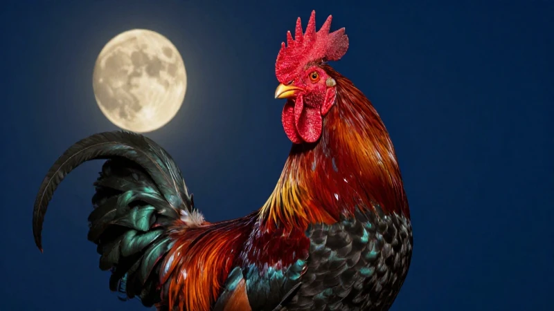 Gallina majestuosa bajo cielo nocturno