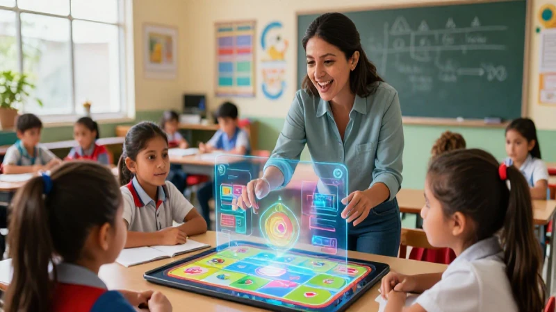 Cómo gamificar efectivamente las aulas educativas 6 Aula mexicana moderna con aprendizaje digital interactivo