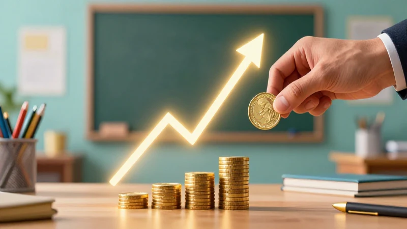 Gráfico financiero estilizado con moneda de oro