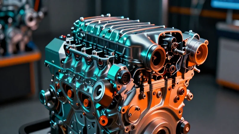 Motor detallado, iluminación dramática y estilo vibrante