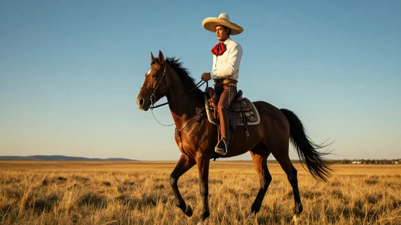 Gaucho elegante en pampa al atardecer
