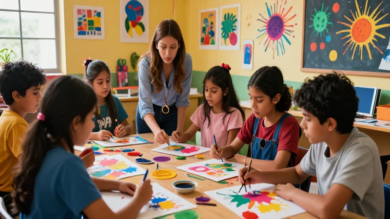 Estudiantes y profesor crean arte vibrante en México