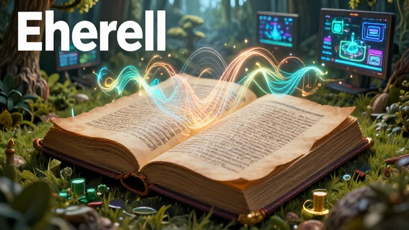 Libro místico futurista con hologramas vibrantes