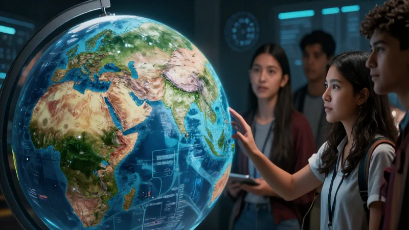 Geografía: Qué es, definición y conceptos esenciales 4 Estudiante mexicano observa un mapa terrestre dinámico
