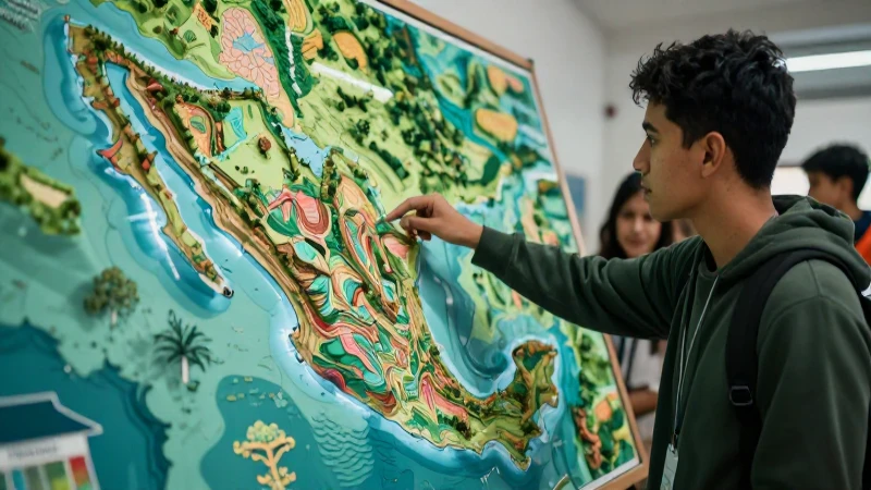 Geografía: Qué es, definición y conceptos esenciales 8 Estudiante diverso explora vibrante mapa de México