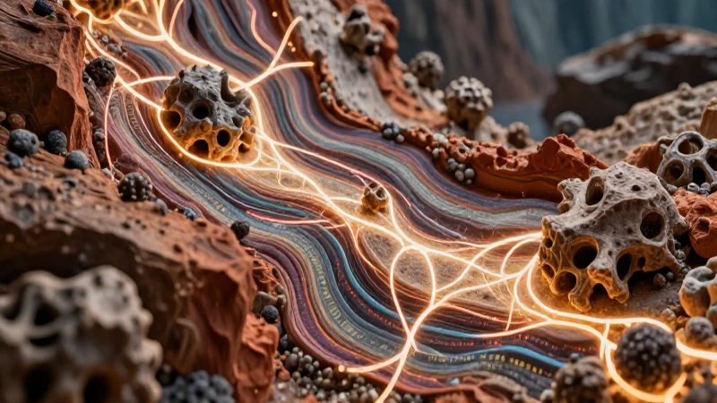 Rocas vívidas con datos científicos brillantes
