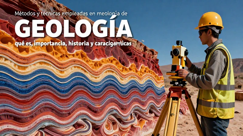 Geólogo estudia capas geológicas con equipo moderno