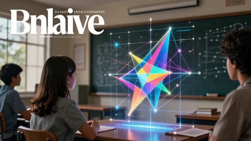Ambiente educativo moderno con gráficos abstractos y luz
