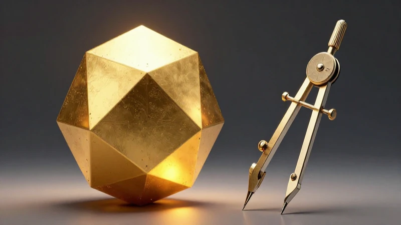 Geometría: Concepto, Historia, Tipos y Objeto de Estudio 3 Dodecaedro dorado brillante en ilustración de estudio