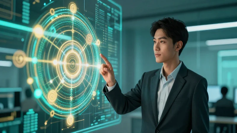 Joven profesional con estructura de conocimiento