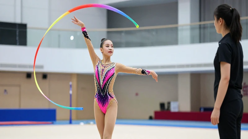 Qué es la gimnasia rítmica y cómo se compite en ella 7 Gimnasta atractiva con lazos en gimnasio moderno
