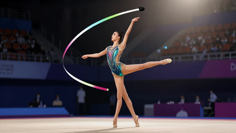 Qué es la gimnasia rítmica y cómo se compite en ella 3 Gimnasta con cinta bajo estética educativa mexicana