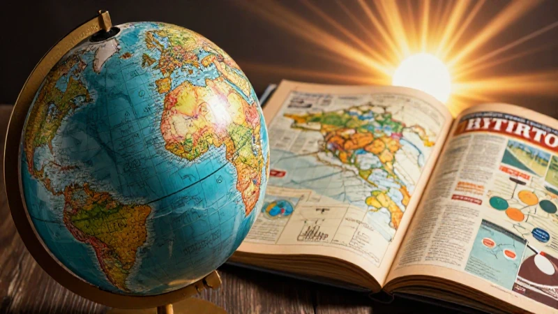 Globo y atlas históricos con luz dinámica