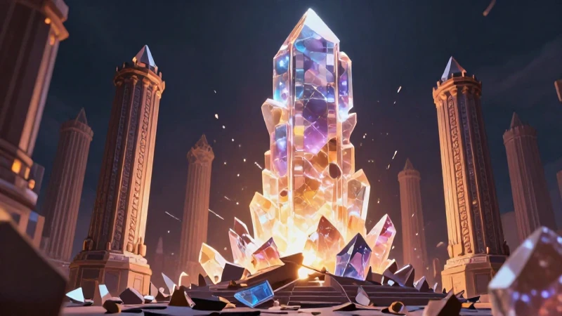 Estructura monolítica se transforma en columna cristalina brillante
