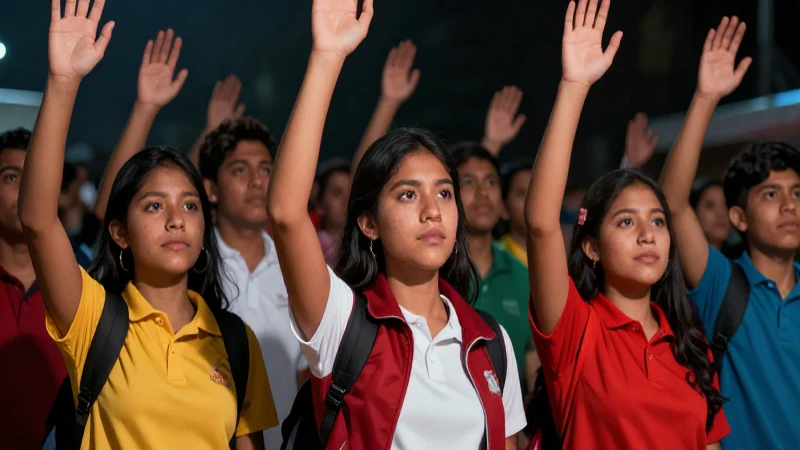 Estudiantes mexicanos vibrantes en unión