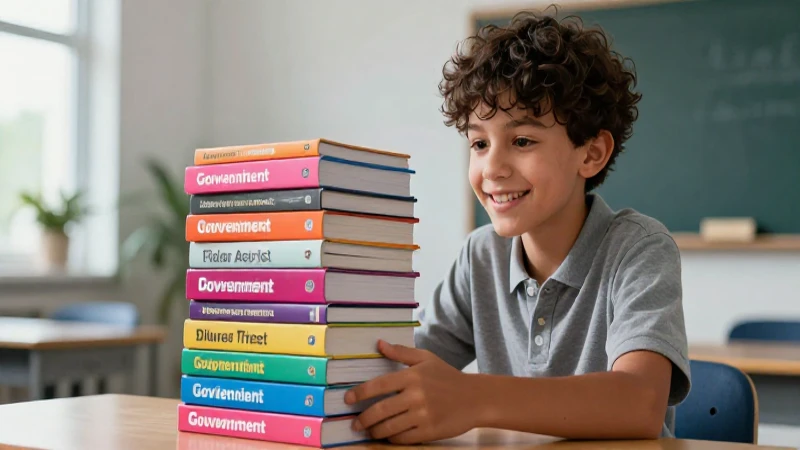 Ahorra dinero: Libros gratuitos del gobierno para tus estudios 3 Estudiante feliz con libros vibrantes en entorno minimalista