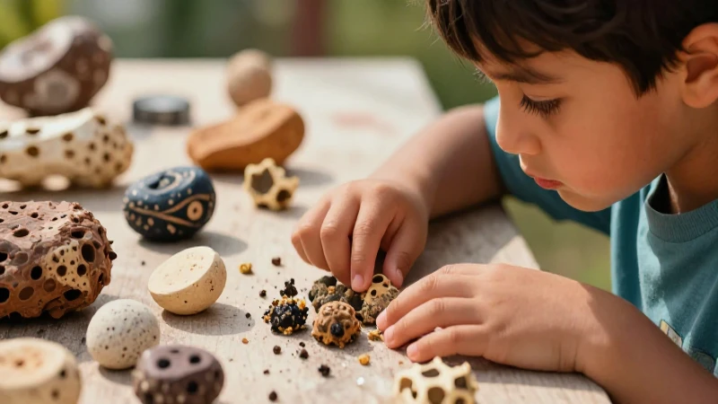 Niño explorando texturas con gran habilidad táctil