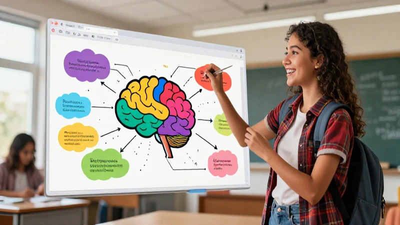 Estudiante mexicano aprende con mapa digital vibrante