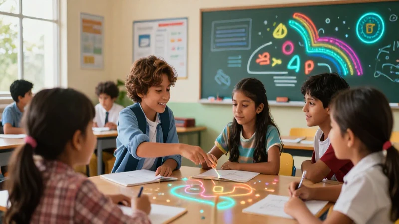 Ilustración educativa de estudiantes mexicanos modernos